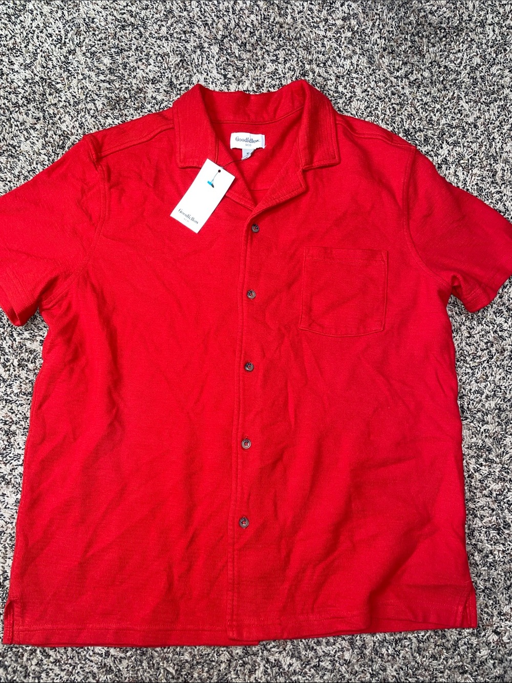 Goodfellow & Co Red Short-Sleeve Camp Collar Button-Down Shirt M NWT